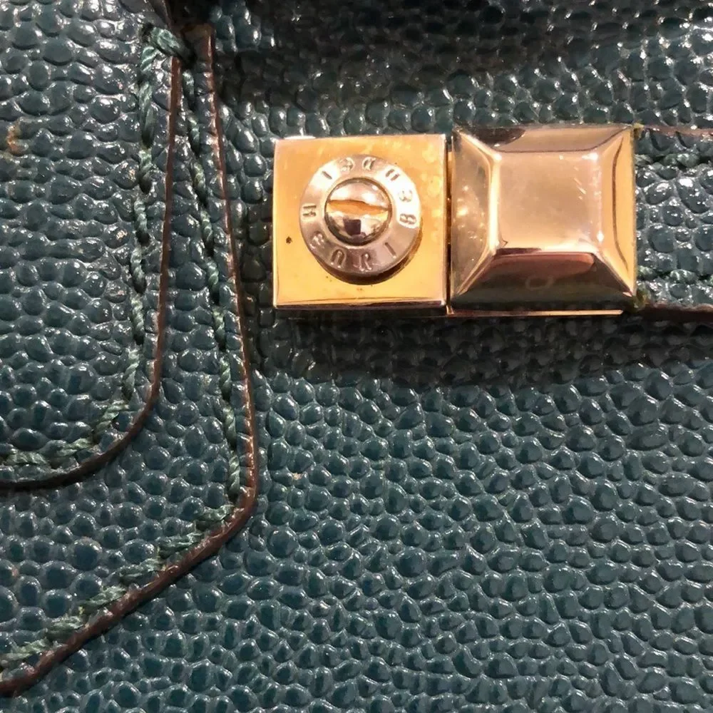 W HENRI BENDEL CARLYLE Caviar Tumbled Teal Leather Satchel Bag w Original Strap
